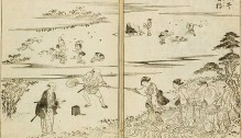 18th century Japanese drawing of people capturing fireflies