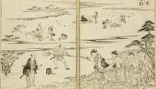 18th century Japanese drawing of people capturing fireflies